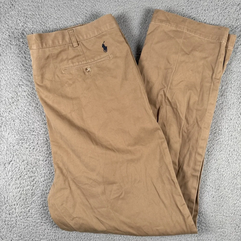 VTG Polo Ralph Lauren Big Andrew Pant Mens 44Bx34 (42x34) Brown Double Pleated